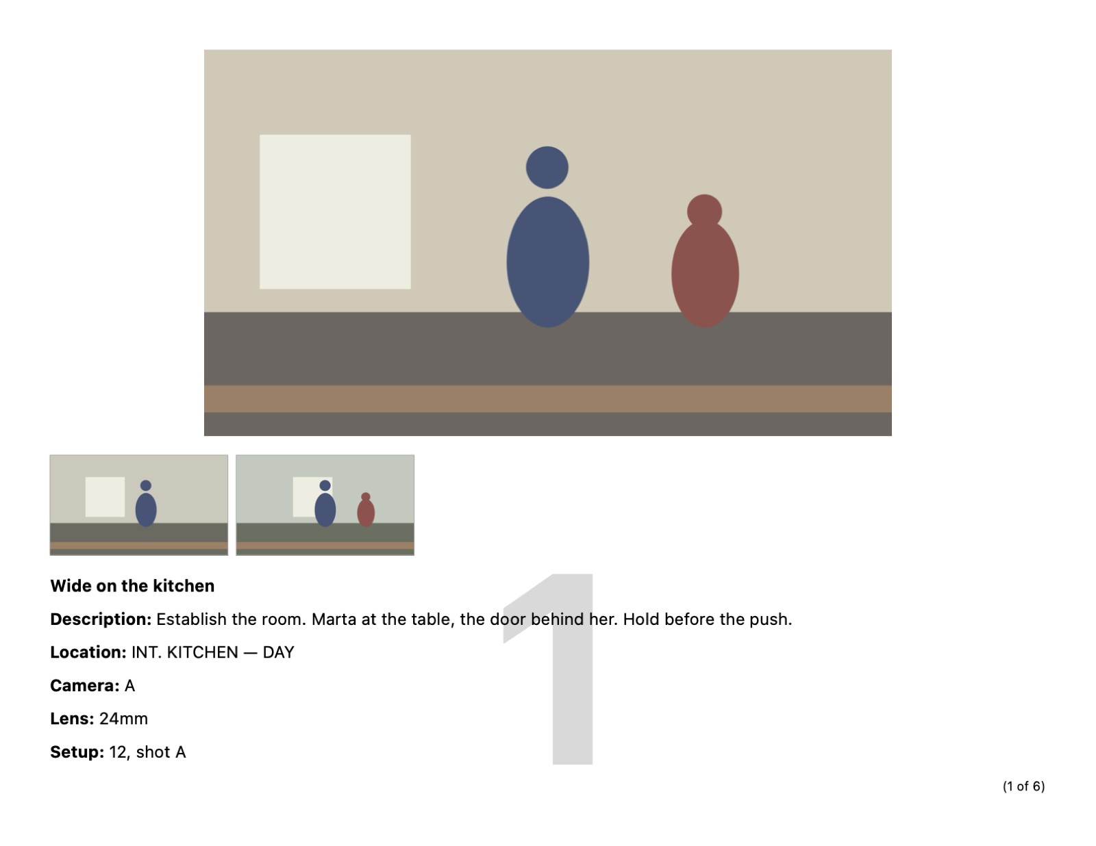 An exported page, with the shot number watermarked behind its fields.